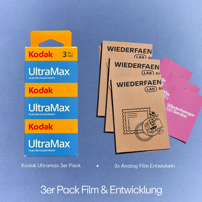 Kodak UltraMax 400 Dreierpack + 3x Film Entwickeln